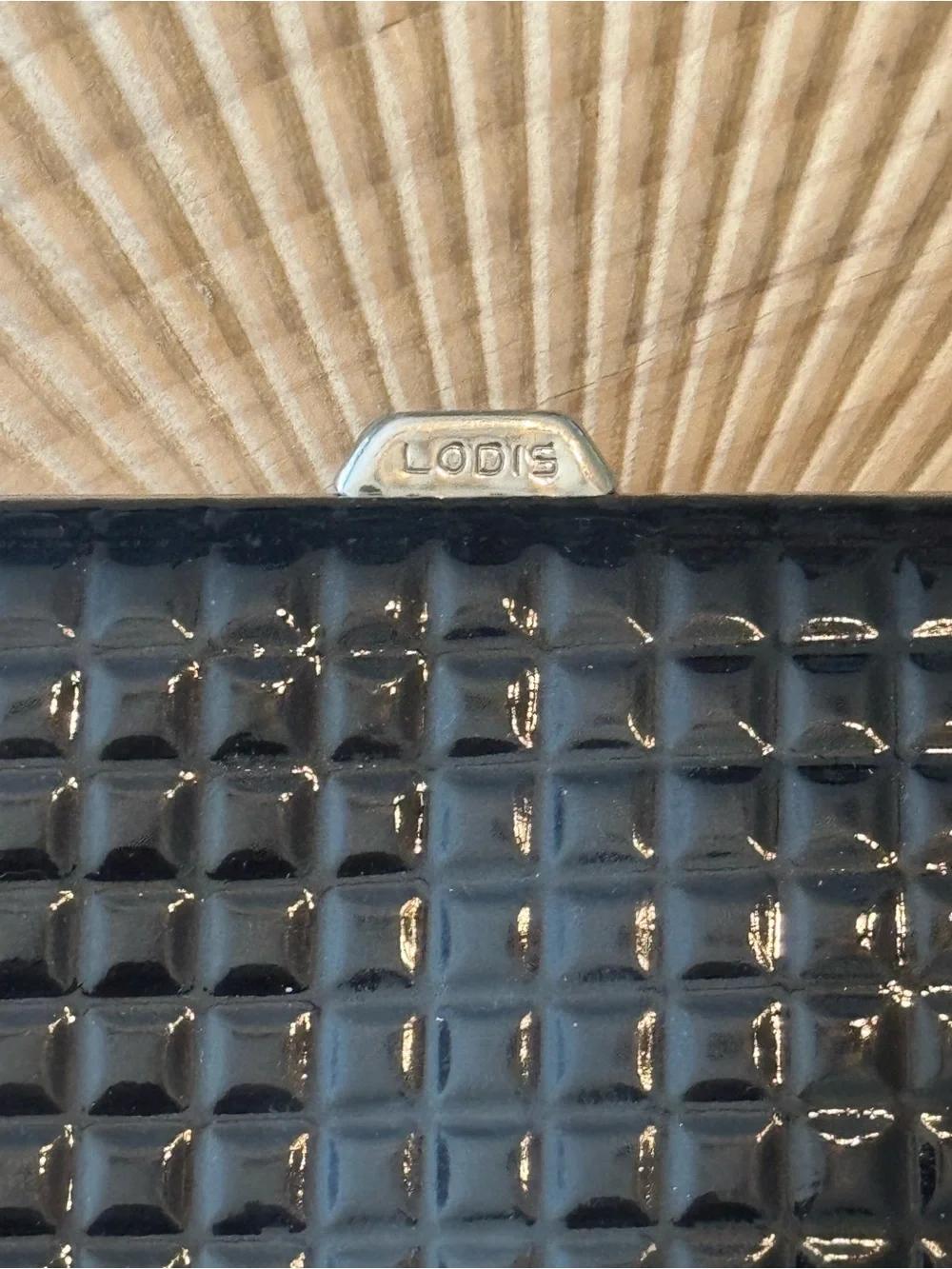 Lodis Black Patent Leather Clutch Wallet